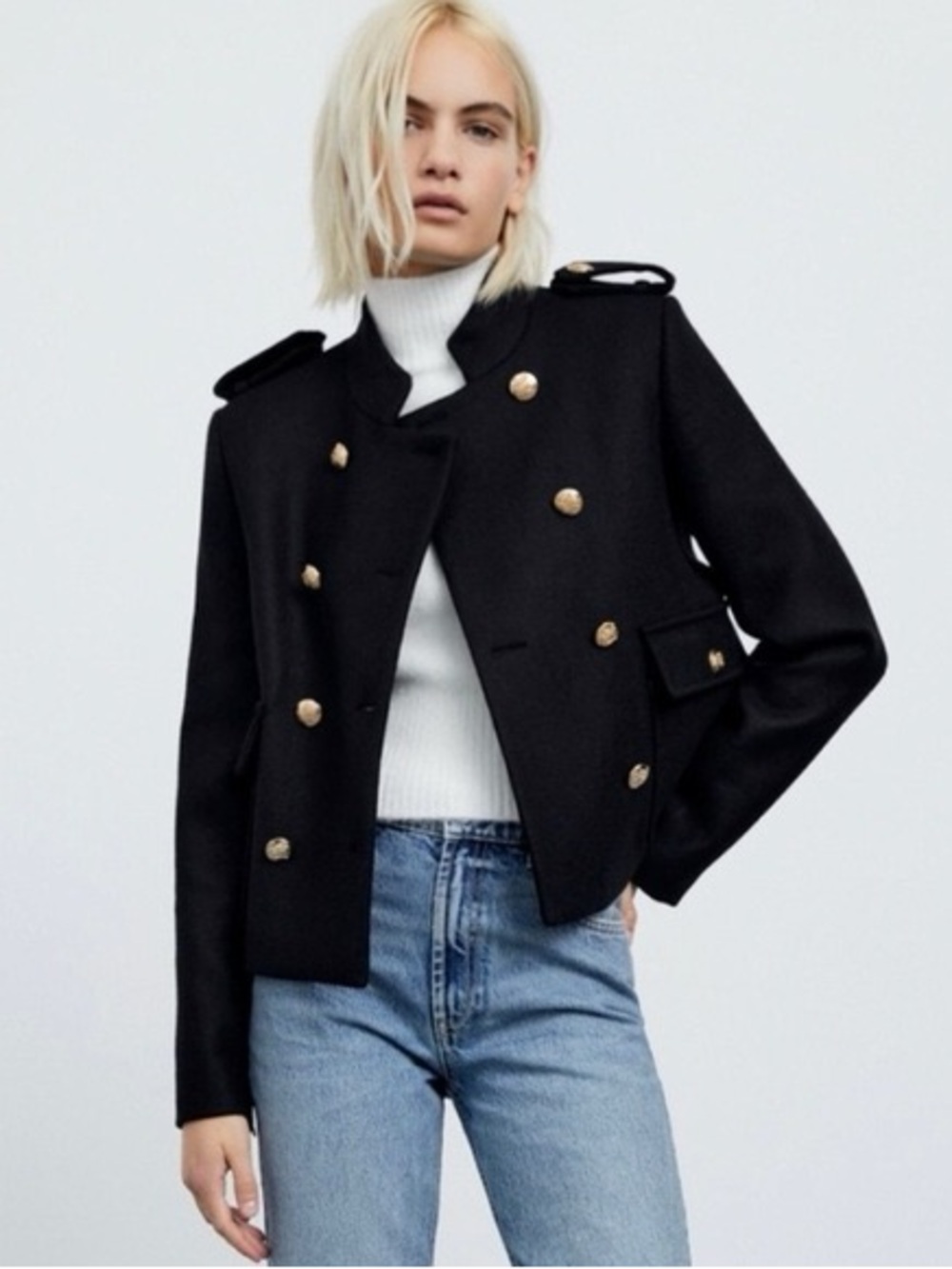 Zara / NWOT Gold Buttons Wool Jacket Coat